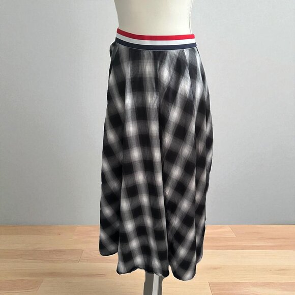Mare Mare Dresses & Skirts - MARE MARE Anthropologie Plaid Gray White Midi Skirt Size Large